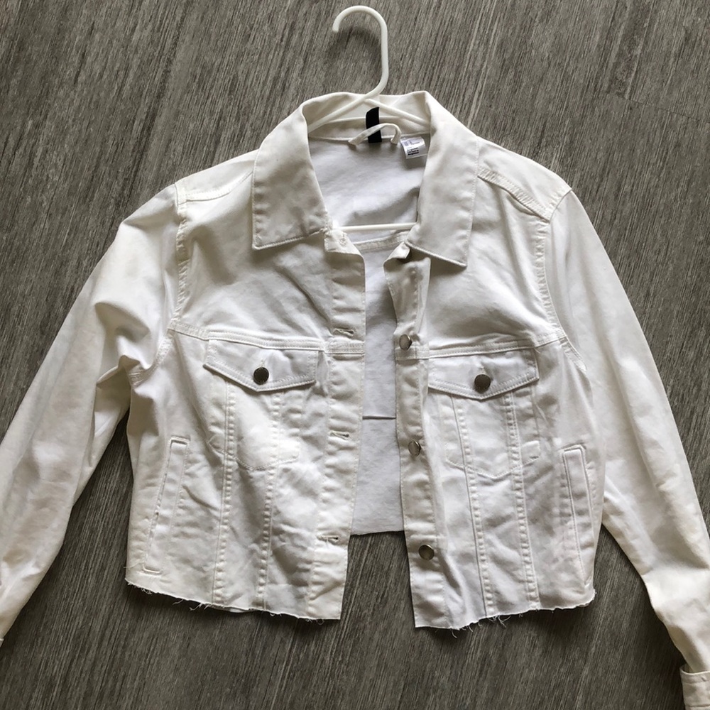 White Cropped Denim Jacket